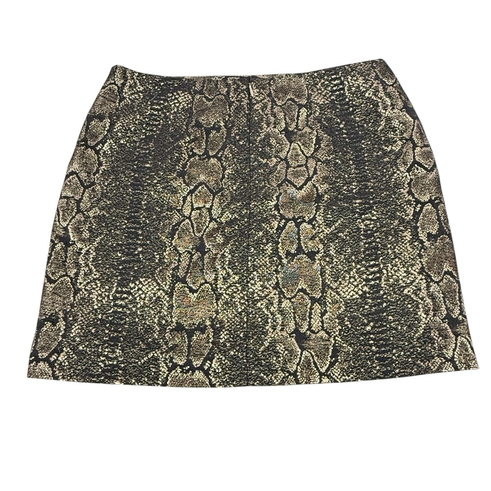 Apostrophe Metallic Snakeskin Mini Skirt Gold Black Animal Print 4P Party